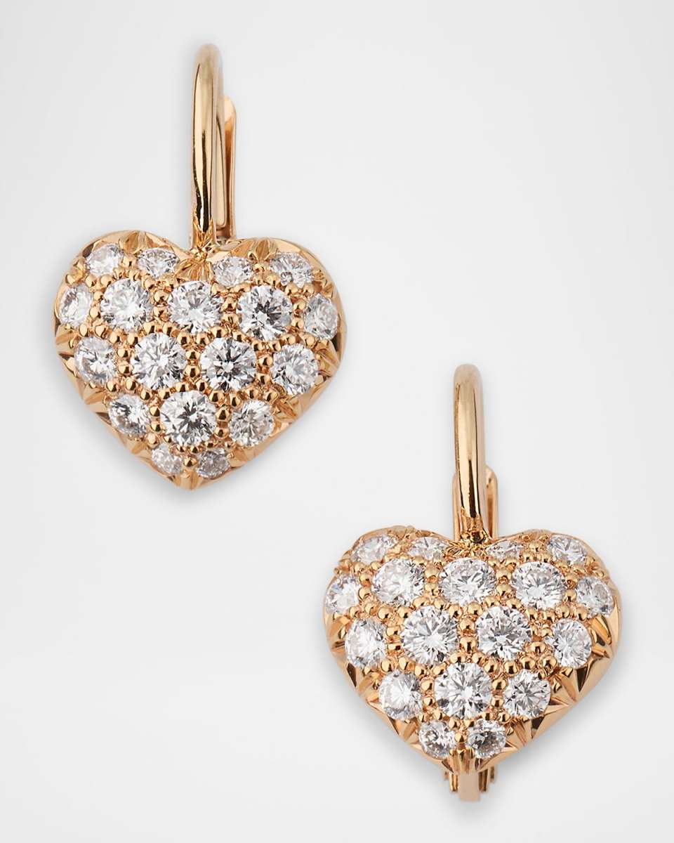 20K Rose Gold Diamond Heart Earrings